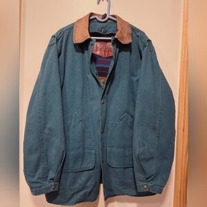 Vintage Woolrich Blanket Lined Barn Chore Coat Teal Blue